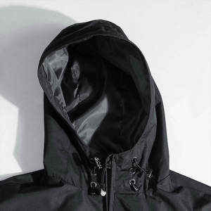 Custom Black Waterproof Hooded Windbreaker <b>Jacket</b> <b>Men</b> <b>Lightweight</b> <b>Rain</b> <b>Jacket</b> Outdoor Windproof OEM ODM Wholesale - Product Image 3