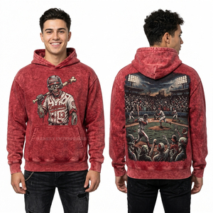 Sudadera con Capucha Gráfica Oversize para Hombre, Estilo Vintage Lavado Ácido, Diseño Undead Ascent, Ideal para Escalada y Expediciones - Product Image 3