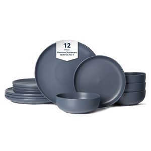 Set di Stoviglie in Gres Non Tossico da 12 Pezzi, Adatto per Microonde e Lavastoviglie, Ciotole e Piatti Impilabili - Product Image 1