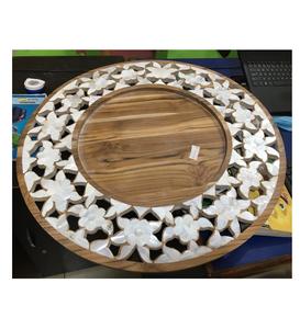 Plateau en bois de luxe pour la décoration intérieure, orné d'une incrustation de coquillages faite à la main, idéal pour les cadeaux haut de gamme et la mise en valeur de l'intérieur. - Product Image 2