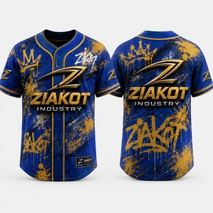 ZIAKOT Men's <b>Baseball</b> Jersey Full Print Purple Gold Sublimated Short Sleeve Regular Fit Breathable Sport Apparel - Product Image 4