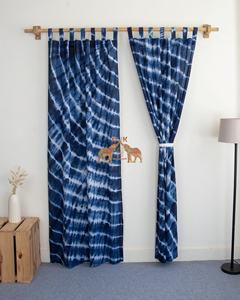Nueva Colección de Paneles de Cortina de Algodón Shibori Indigo Hechos a Mano, Juego de 2 con Tinte Anudado para Puerta y Ventana - Product Image 2