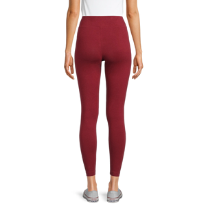 Service OEM - Leggings pour femmes à taille haute, couleur unie, longueur intégrale, extensibles, tricotés, pour le yoga et la gym, couleur rouge - Product Image 2