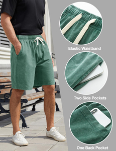 Shorts de bain pour hommes à cordon de serrage, couleur unie, été, haute qualité, décontracté, sport, plage, OEM, non tissé, séchage rapide, respirant - Product Image 5