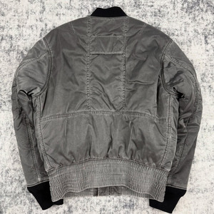 Chaqueta Bomber Larga Gris Sólida Vintage para Hombre con Cuello Mandarín, Cierre de Cremallera, Puños Acanalados, Estilo Urbano de Primavera, Reversible por Delante - Product Image 2