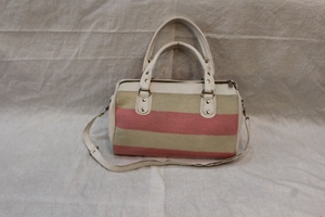 Striped Woven Tote Bag Shoulder <b>Handbag</b> Zipper Closure Two Handles Portable Travel Bag for Daily Use - Product Image 2