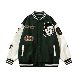 Clothing Manufacturers Custom PU Leather Sleeve Streetwear Letterman Varsity <b>Jacket</b> for <b>Men</b> Custom Logo Unisex Varsity <b>Jackets</b> - Product Image 3