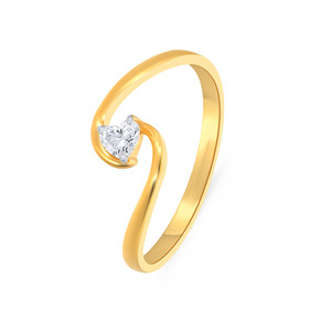 Anillo Abierto de Oro Amarillo de Moda, Diseño Solitario con Diamante en Forma de Corazón, Peso del Diamante de 0.35 Quilates, Joyería de Moda al por Mayor - Product Image 1