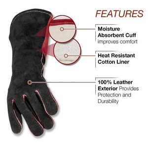 Gants de soudure en cuir de vachette pleine fleur, nouvelle conception personnalisée, renforcés, robustes, protection industrielle, protection des mains, lutte contre les incendies - Product Image 2