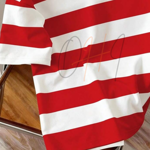 Camiseta de Golf para Hombre, Color Rojo y Blanco, Casual, Manga Corta, 100% Algodón, Tejido de Felpa, Transpirable, Verano, Personalizable - Product Image 4