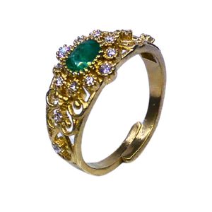 Wedding Wear 925 Sterling <b>Silver</b> Gold Plated Jewelry <b>Emerald</b> White Topaz Gemstone Women Wear Classic <b>Ring</b> - Product Image 1