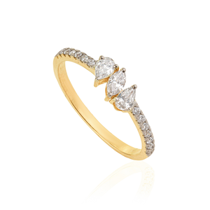 Superbe bague empilable minimaliste en or jaune K14 avec diamant véritable de 0,42 ct, prix de gros usine, bijoux légers de haute qualité - Product Image 3