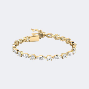 Bracelet tennis en or avec diamants de laboratoire marquise et ronds de 9,24 carats au total, pureté VVS2, couleur EF, bijoux à taille brillant multi-formes - Product Image 3