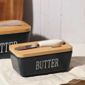 Decorative Storage Container with Wooden Lid for Modern <b>Kitchen</b> <b>Pantry</b> Organization and Countertop Display - Product Image 5