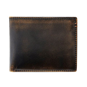 Portefeuille homme en cuir pliable sur mesure, couleur noire, avec porte-cartes, en cuir pleine fleur, avec poches personnalisées - Product Image 1