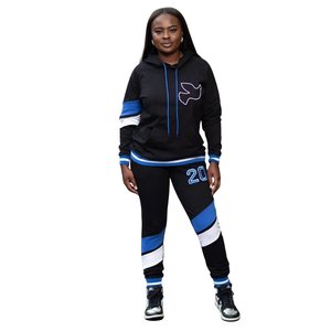 Conjunto Deportivo Zeta Phi Beta Negro y Azul para Mujer, Sudadera con Letras Griegas, Pantalones Deportivos, Ropa Deportiva Informal - Product Image 2