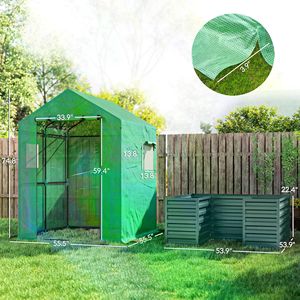 Piccola serra da interno, tipo walk-in, con telaio in acciaio/plastica/legno e vetro temperato per la crescita delle piante da interno e da giardino. - Product Image 4