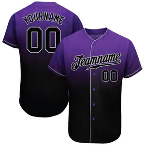 Camisetas de Béisbol Sublimadas con Diseño Degradado Morado, Camisetas de Béisbol Extra Grandes con Estampado para Hombre, Camiseta Estilo Australiano, Camiseta de Softbol - Product Image 1