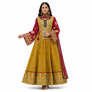 High Quality Women Solid Color Embroidered Vintage Kuchi Highly Customizable Quality Modern Fashion Afghan Kuchi <b>Dress</b> - Product Image 1