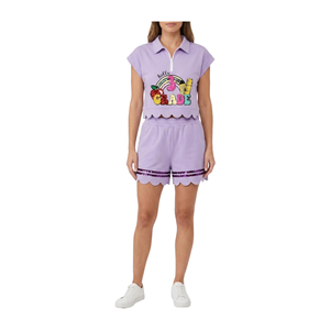 Conjunto de 2 Piezas para Mujer, Estampado a Cuadros Verdes, Cuello Peter Pan, Lentejuelas Personalizadas, Corte Holgado, Informal, Primavera-Verano, Algodón - Product Image 4