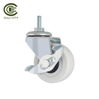 Herrajes Personalizables para Muebles, Ruedas Giratorias de PVC de 2 Pulgadas (50 mm) con Freno Lateral, Eje Roscado M6, para Sala de Estar y Cocina