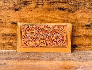 ผู้ขายที่ดีที่สุดทําด้วยมือคาวเกิร์ลของแท้หนังดอกไม้มือToolledกระเป๋าสตางค์ผู้หญิงตะวันตกมือแกะสลักล่าสุดผู้หญิงหรูหรากระเป๋าสตางค์ - Product Image 6