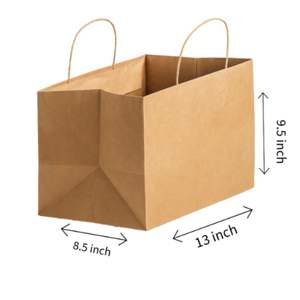 Large Kraft Paper <b>Bags</b> 13x8.5x9.5 Inch with Handle for Snacks Gifts and Treats Available at Affordable Price - Product Image 5