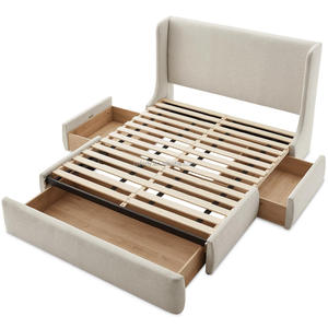 FERLY Luxury Platform Storage <strong>Bed</strong> Modern Fabric Upholstered <strong>Bed</strong> Frame with Large <strong>Under</strong> <strong>Bed</strong> <strong>Drawers</strong> for Bedroom - Product Image 3