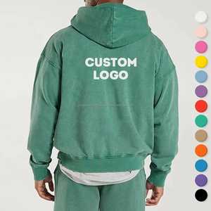 Custom Embroidered Hoodies Plain <b>Pullover</b> <b>Men</b> Distressed Rhinestone Acid Wash Logo 100% Cotton Anti-Pilling Regular Fit Autumn - Product Image 4