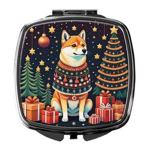 Shiba Inu Christmas <b>Compact</b> Travel Makeup <b>Mirror</b> Foldable Handheld Pocket Decorative <b>Mirror</b> for Women and Girls Gift - Product Image 1