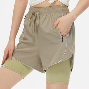 Women's Yoga Sport High Waist Regular Fit Hot Shorts Solid Breathable Eco-Friendly Nylon Spandex for Wash Quick Dry Shorts - Product Image 3