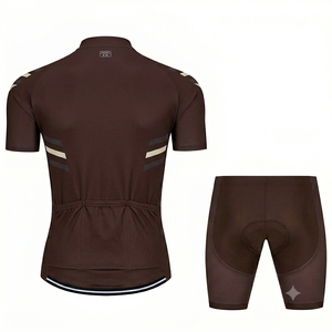 Conjunto de ciclismo marrón oscuro para hombre, conjunto de pantalones cortos con tirantes de manga corta, transpirable, de secado rápido, para ciclismo de carreras. - Product Image 2