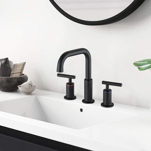 Rubinetto da Bagno Nero Opaco a Doppia Maniglia da 8 Pollici con Scarico Pop-Up per Lavabo - Product Image 2