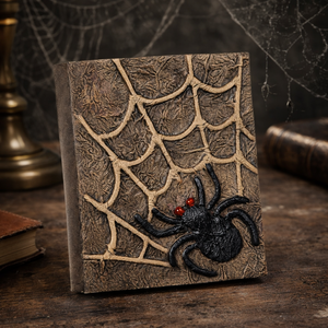 Cuaderno de Cuero con Diseño de Araña para Halloween al por Mayor - Diario de Cuero con Cierre y Papel con Borde Irregular para Hechizos y Regalos Premium - Product Image 1