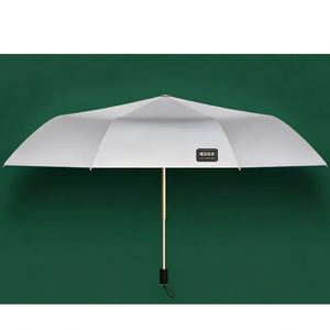 Modern Double Layers <b>Windproof</b> Travel <b>Umbrella</b> Compact Three-Folding Auto-Folding Withstands 12M/S Winds Sliver Coating 98Cm - Product Image 3