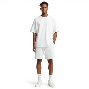 Ensemble court décontracté d'été pour homme Laso Industry, 100% coton, séchage rapide, imprimé lettres, col rond - Product Image 1