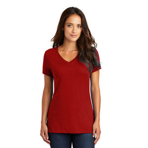 T-shirts en toile de haute qualité pour femmes, col en V, manches courtes, coupe classique, hauts d'été, couleurs et tailles personnalisables, OEM, anti-plis - Product Image 1