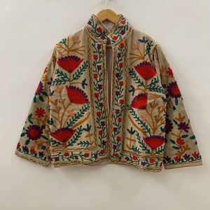 Best Selling Suzani Velvet Embroidered <b>Jacket</b> <b>Short</b> Button Coat Winter Bomber <b>Jacket</b> Bohemian Outerwear Wholesale Factory Price - Product Image 1