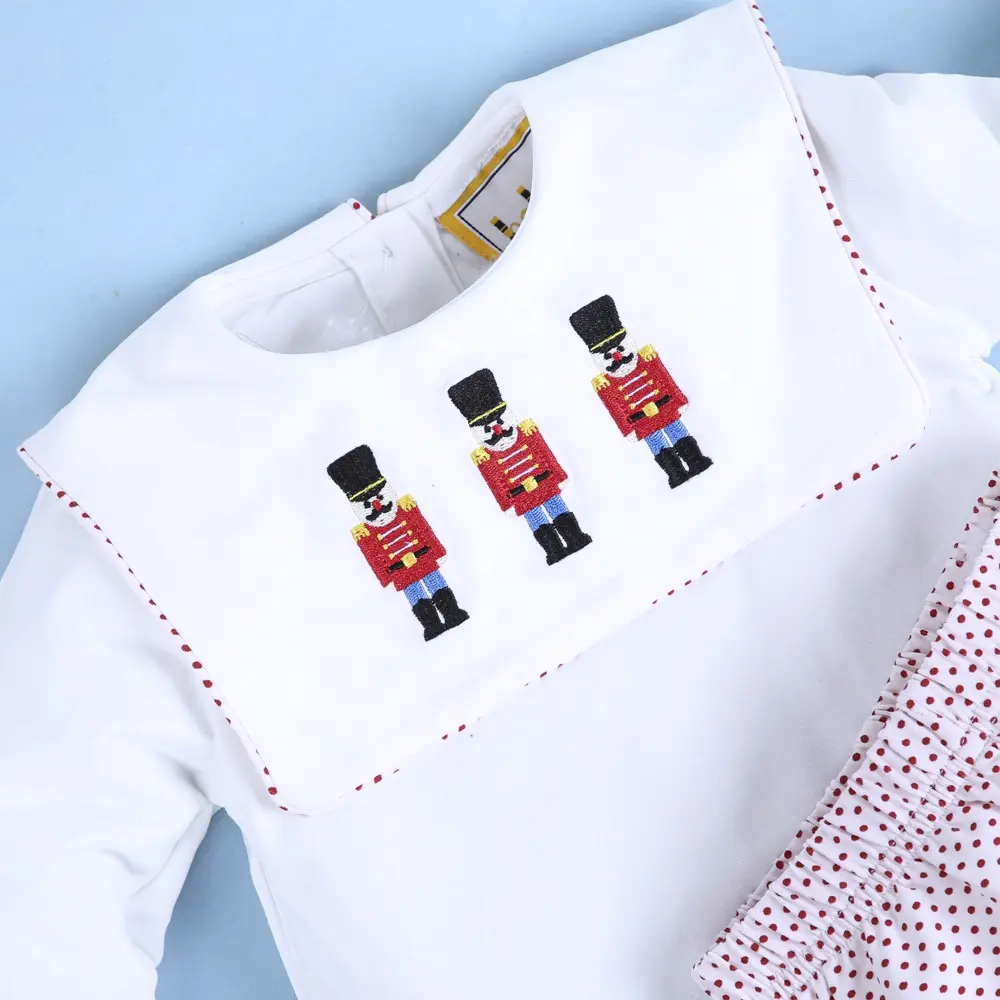 Cute embroidery kin soldiers dotted boy long set ODM OEM wholesale smocked children clothing - BB1993