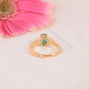 Natural Zambian <b>Emerald</b> Oval Cut 1.25 Carat Wedding <b>Ring</b> Moissanite 925 Sterling <b>Silver</b> Solid Gold Rhodium Plated Luxury Fine - Product Image 3