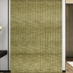 Sophisticated Modern Stylish Textured Canyon <b>Green</b> Carved Geometric Area Rug Set Neutral Tone Floor <b>Covering</b> for Spaces - Product Image 1