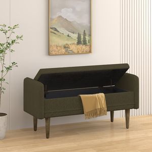 Green Teddy <b>Velvet</b> <b>Storage</b> <b>Stool</b> 45.98\"*16.75\"*21.75\" with <b>Storage</b> Space for Apartments Living Room Bedrooms - Product Image 2
