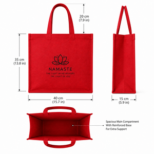 Sac fourre-tout en jute rouge écologique avec poignée en corde, logo personnalisé, réutilisable, pour mariage, plage, promotionnel, shopping, vente en gros - Product Image 2