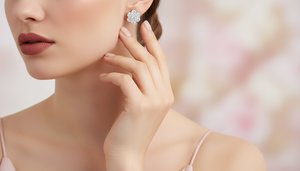 Pendientes delicados de oro de 14 quilates con diamantes en forma de flor para mujer | Pendientes de botón con forma de flor sencilla | Joyería Minimalista |   Ropa de Uso Diario - Product Image 6