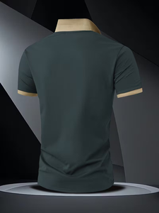 Men's Black for Shirt Short Sleeve Digital Printing Logo Breathable Casual Knitted Solid Color Front Design Polyester/Cotton - Product Image 2
