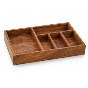 Bandeja Organizadora de Cajones de Madera de Mango |   Artesanía al por Mayor |   Marrón Teca - Product Image 1