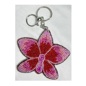 Glass Beads Flower Keychain Pink & Red Embroidered Floral Bag Charm Hold to <b>Keys</b> or Bag Charm Beaded <b>Key</b> <b>Chains</b> Girls Gifted - Product Image 1