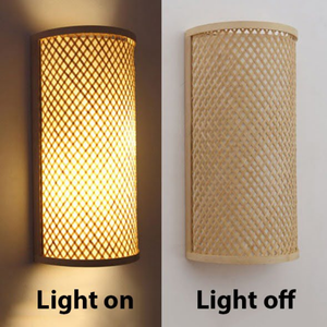 Bamboo Wall Lamp with Handwoven Design Natural Material and Soft Ambient Lighting Ideal for Interior Decoration Hospitality - Product Image 3