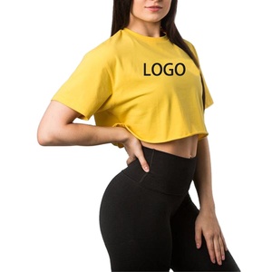 2024 gros personnalisé vêtements pour femmes vêtements de sport yoga Crop Tee personnalisé graphique t-shirts coton t-shirt pour les filles - Product Image 1