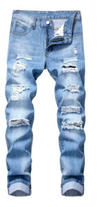 Pantalones Vaqueros de Mezclilla para Hombre, Estilo Casual de Negocios, Corte Recto y Ajustado, Color Azul Oscuro y Negro - Product Image 3